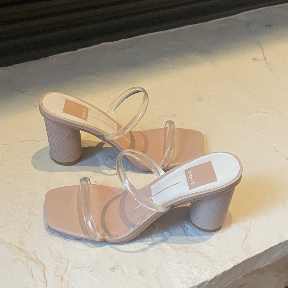 Dolce Vita Clear Strap Nude Block Heels